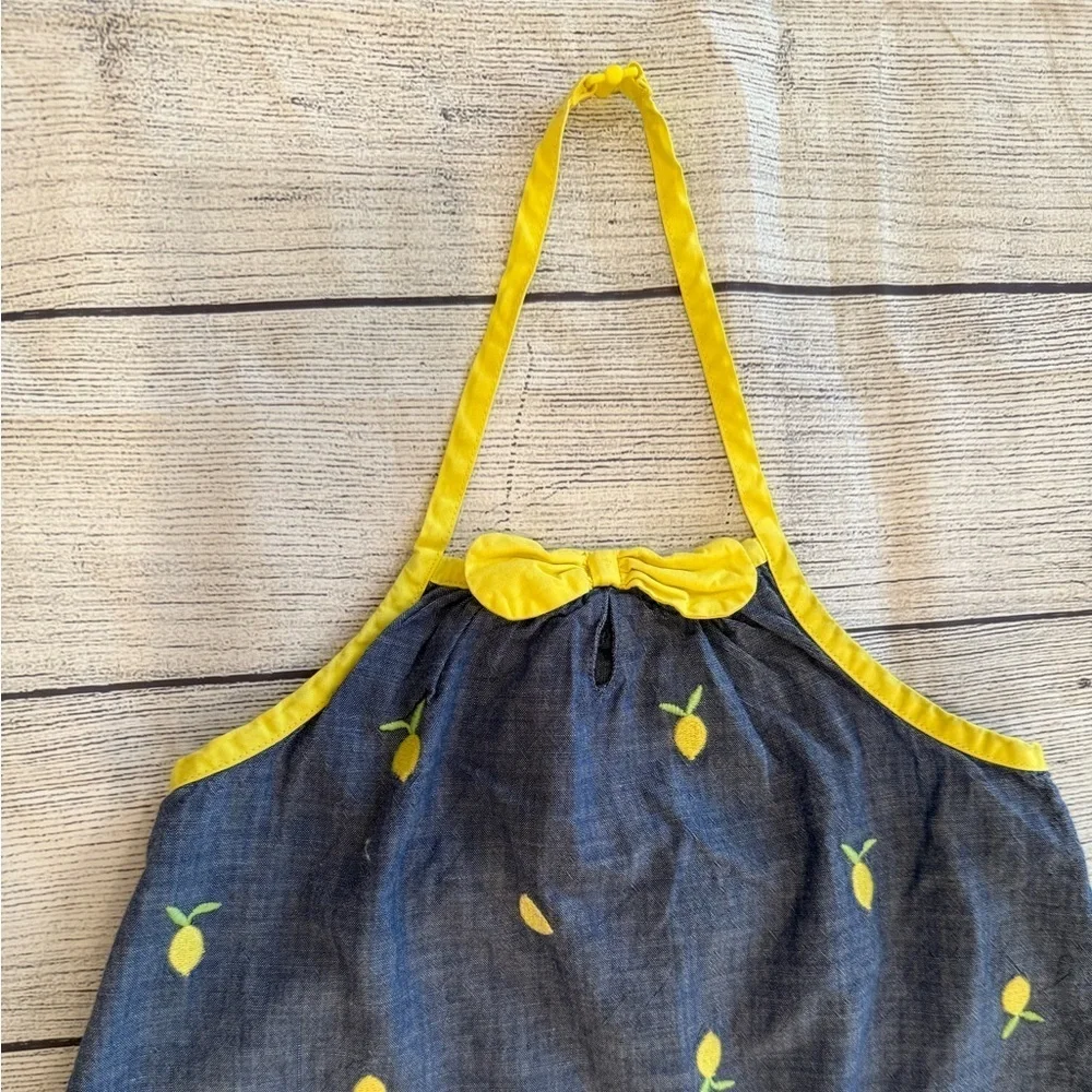GYMBOREE Charming Kids Lemon Print Dress - Yellow & Blue/size 12